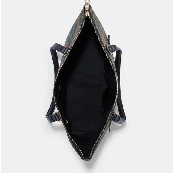 Coach Kaffe Fassett Brown Green Floral Signature Tote - Picture 4 of 4